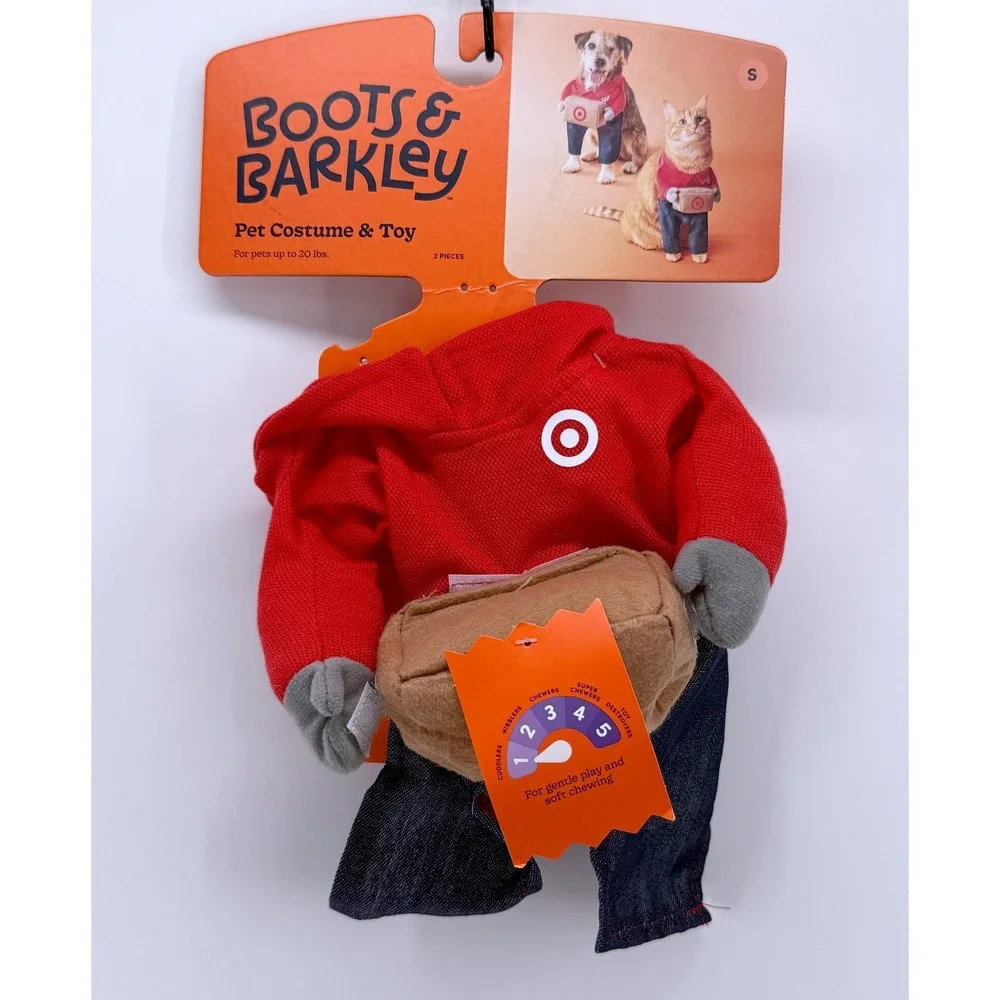 Boots & Barkley Target Delivery Driver Pet Costume Toy Red Hoodie Small Dog Cat